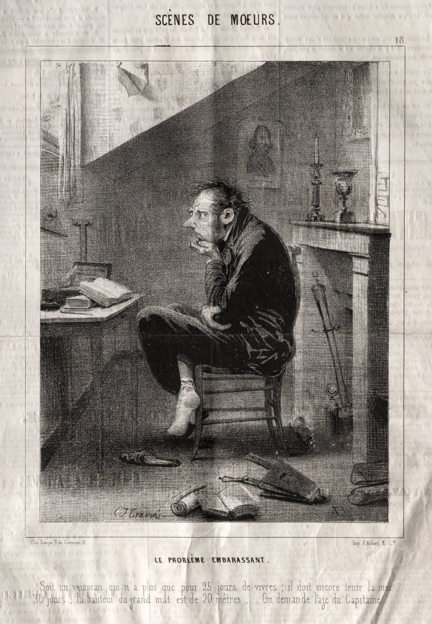 Scènes de Moeurs : Le Problème embarrassant... - Charles Joseph Traviès de Villers