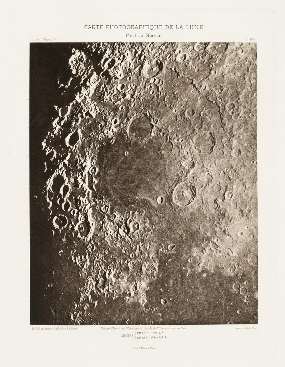 Carte photographique de la lune, planche II.A (Photographic Chart of the Moon, plate II.A),13 septembre - Charles le Morvan