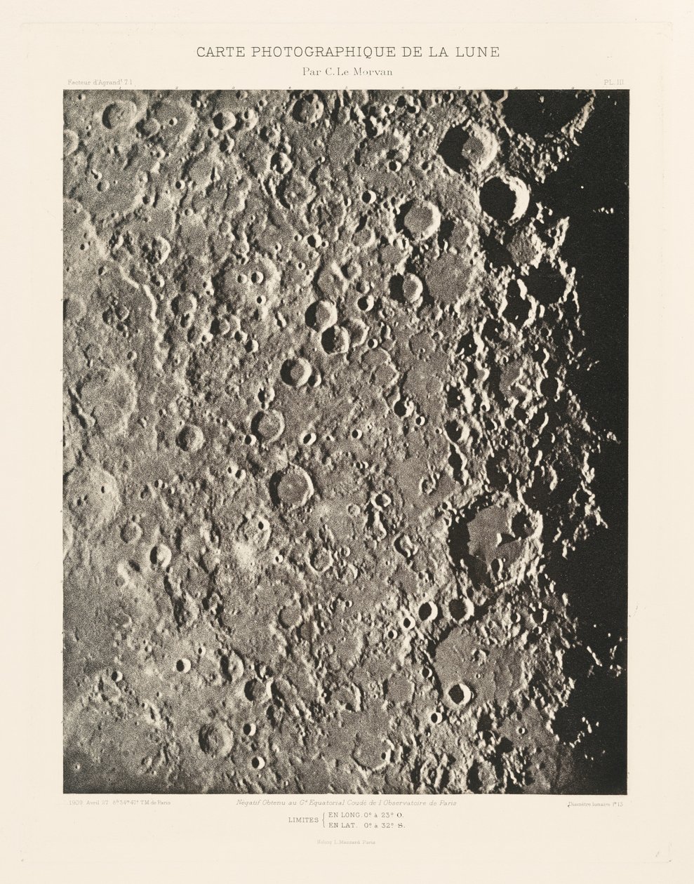 Carte photographique de la lune, planche III (Photographic Chart of the Moon, plate III),April 27 - Charles le Morvan