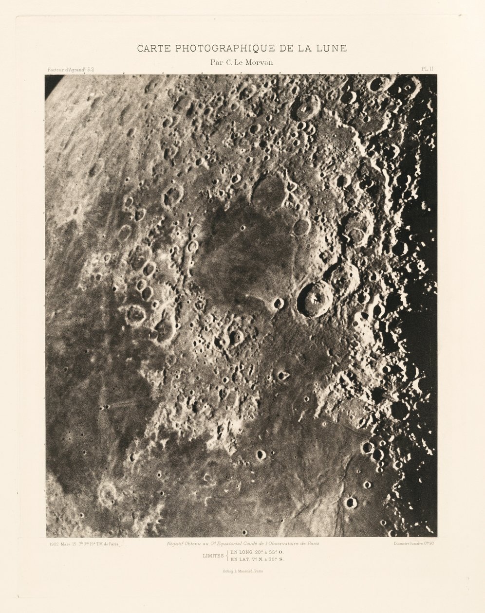 Carte photographique de la lune, planche II (Photographic Chart of the Moon, plate II),15 mars - Charles le Morvan