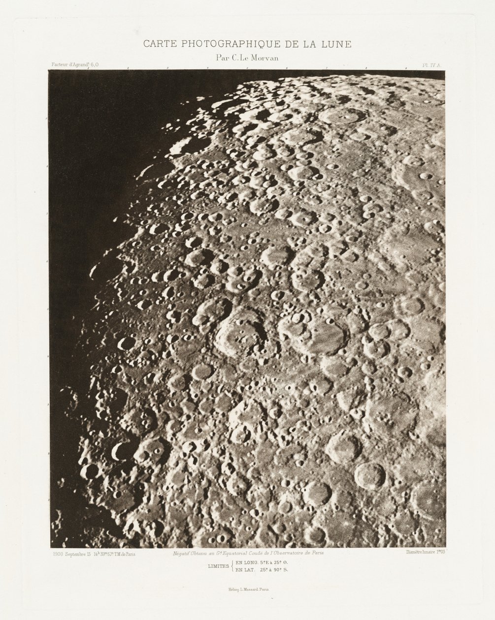 Carte photographique de la lune, planche IV.A (Photographic Chart of the Moon, plate IV.A),September 13 - Charles le Morvan