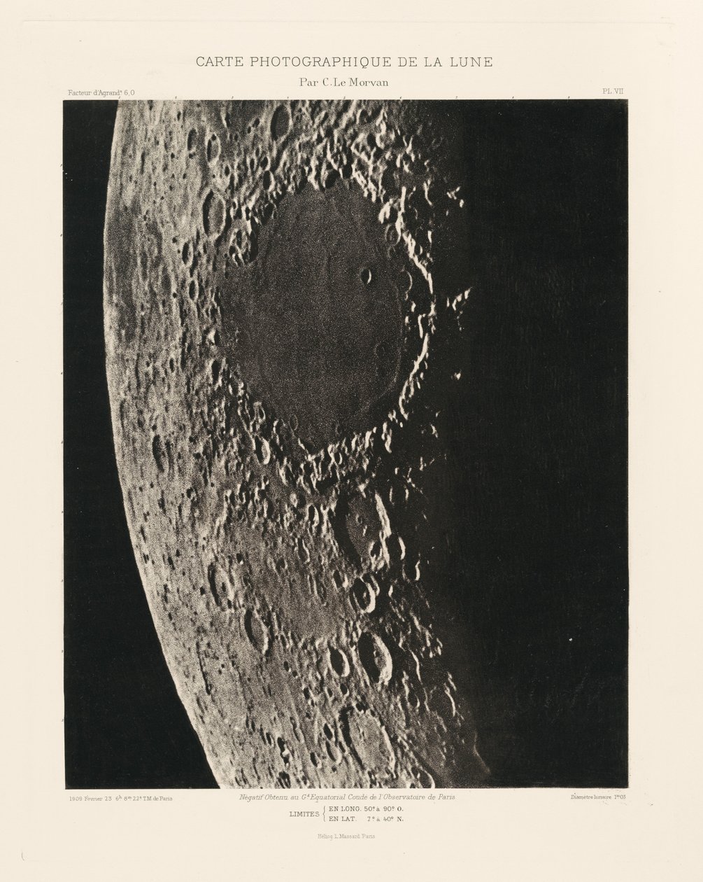 Carte photographique de la lune, planche VII (Photographic Chart of the Moon, plate VII),23 février - Charles le Morvan