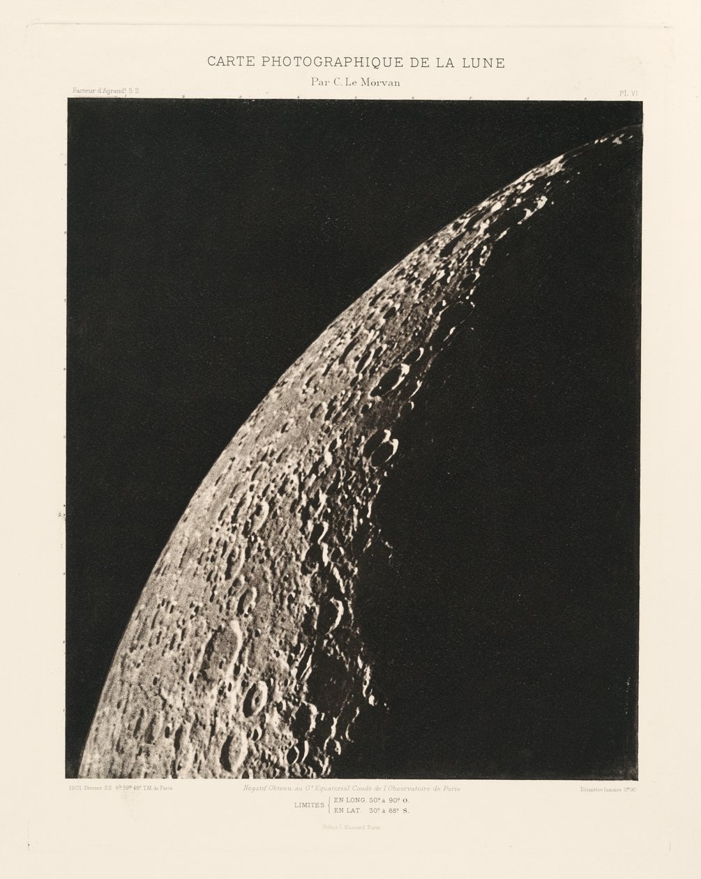 Carte photographique de la lune, planche VI (Photographic Chart of the Moon, plate VI),22 février - Charles le Morvan