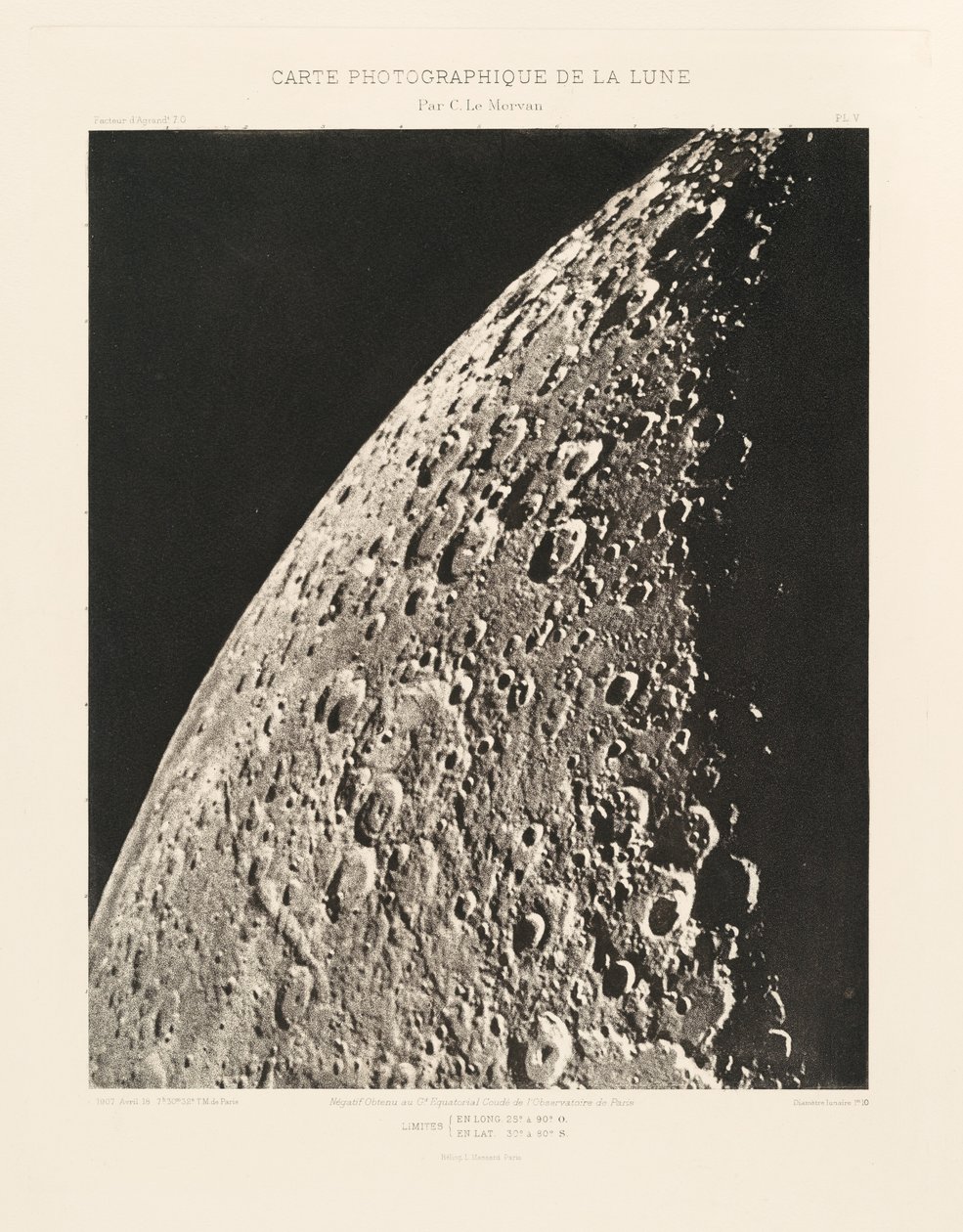 Carte photographique de la lune, planche V (Photographic Chart of the Moon, plate V),April 18 - Charles le Morvan