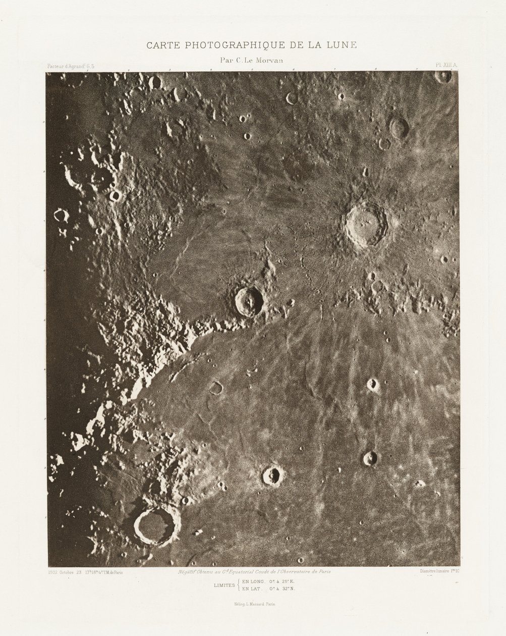 Carte photographique de la lune, planche XIII.A (Photographic Chart of the Moon, plate XIII.A),October 23 - Charles le Morvan