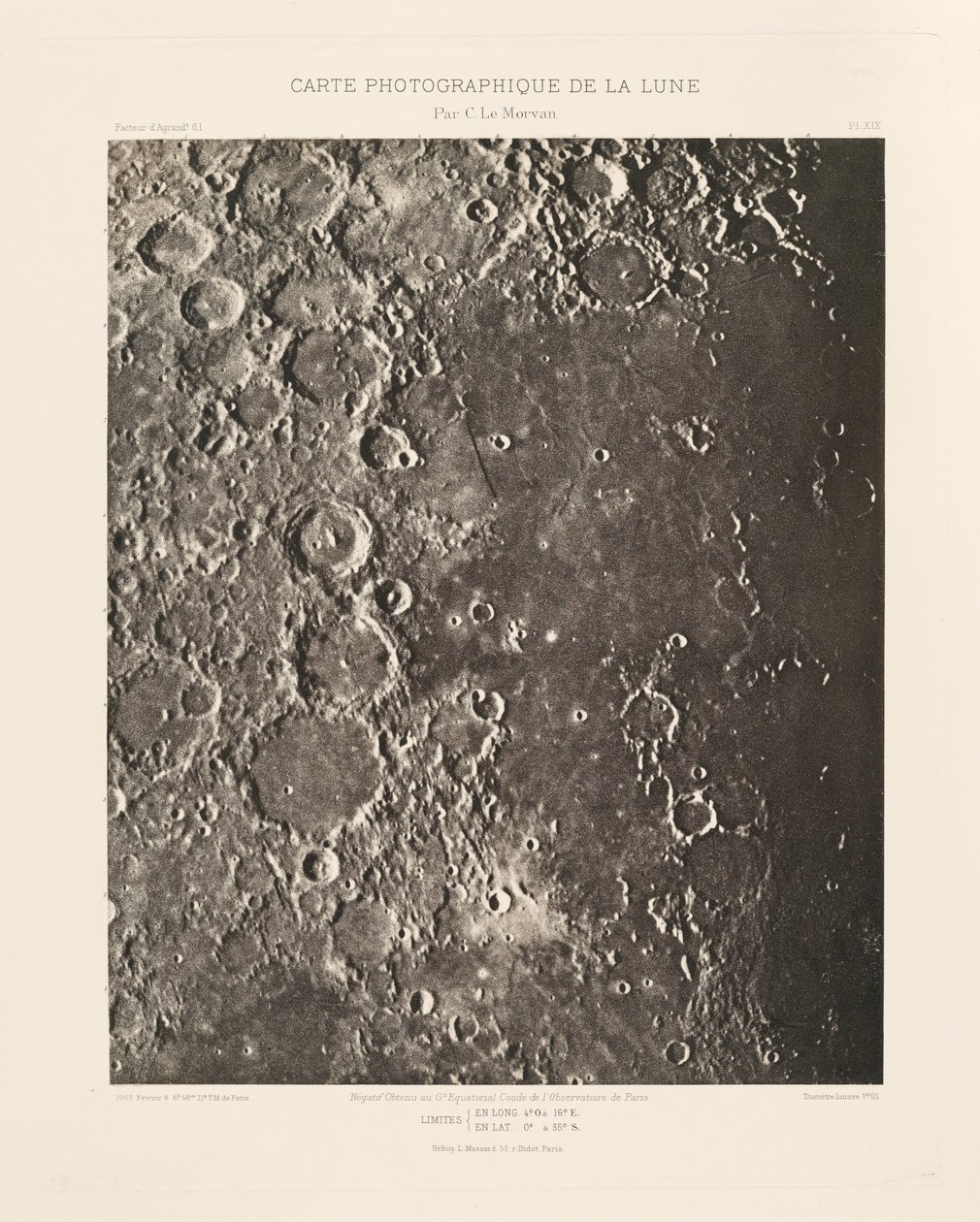 Carte photographique de la lune, planche XIX (Photographic Chart of the Moon, plate XIX),February 6 - Charles le Morvan