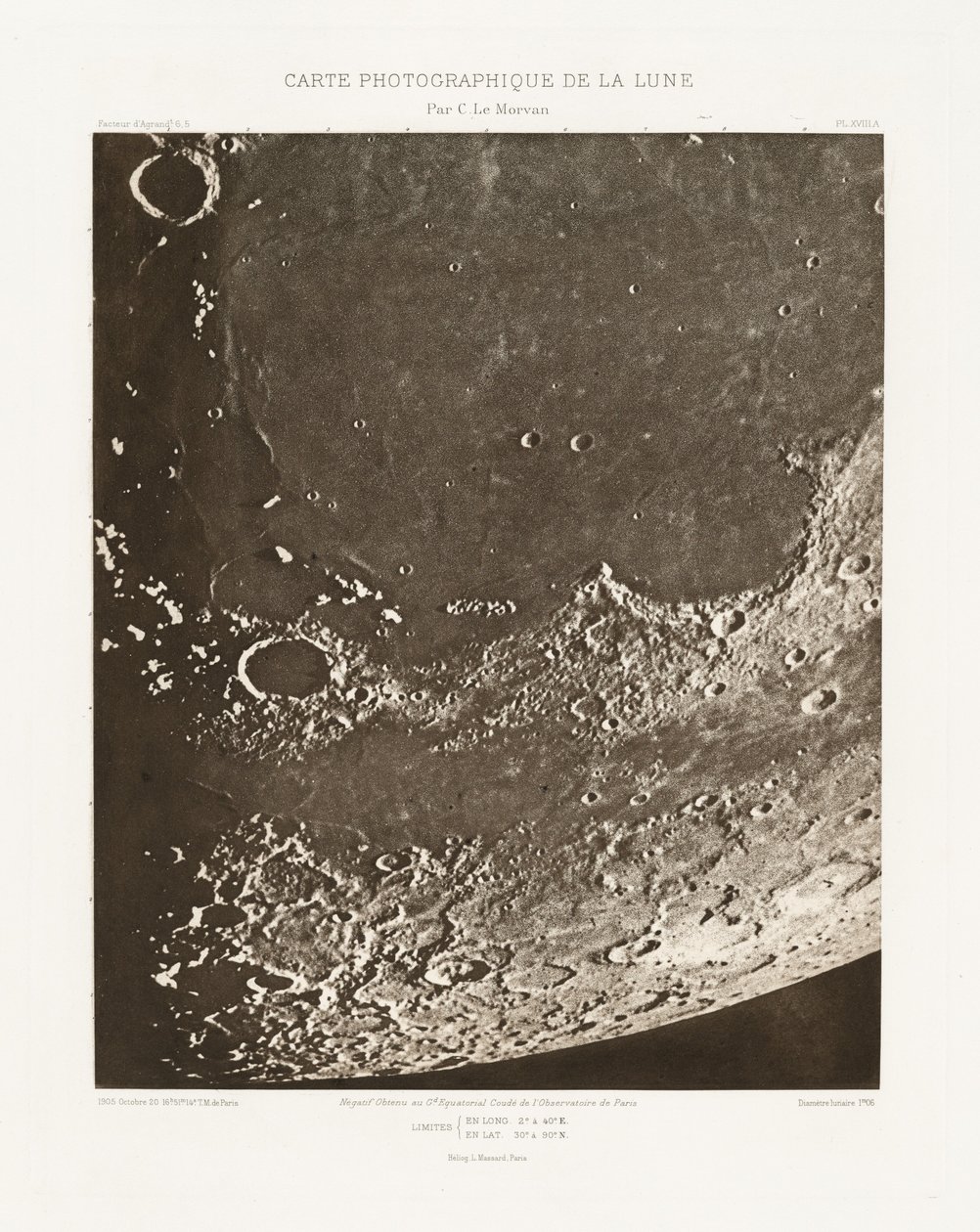 Carte photographique de la lune, planche XVIII.A (Photographic Chart of the Moon, plate XVIII.A),October 20 - Charles le Morvan
