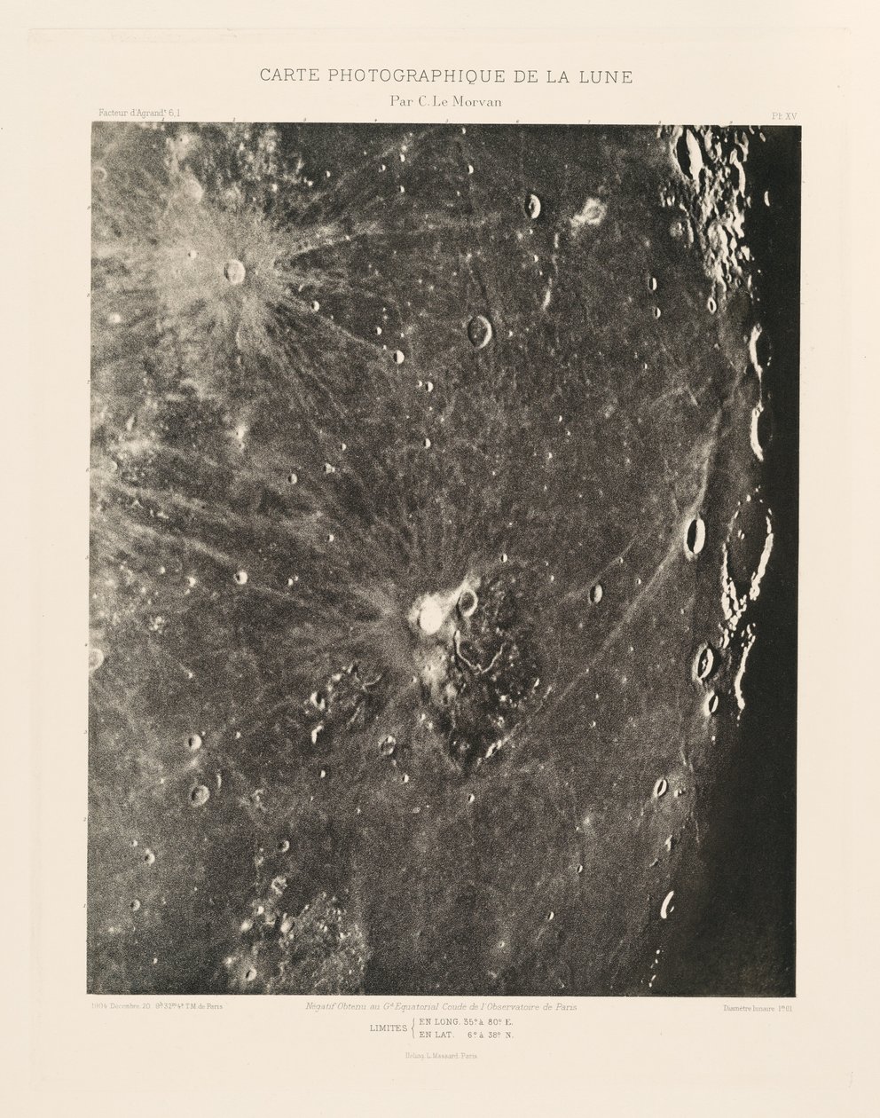 Carte photographique de la lune, planche XV (Photographic Chart of the Moon, plate XV),December 20 - Charles le Morvan
