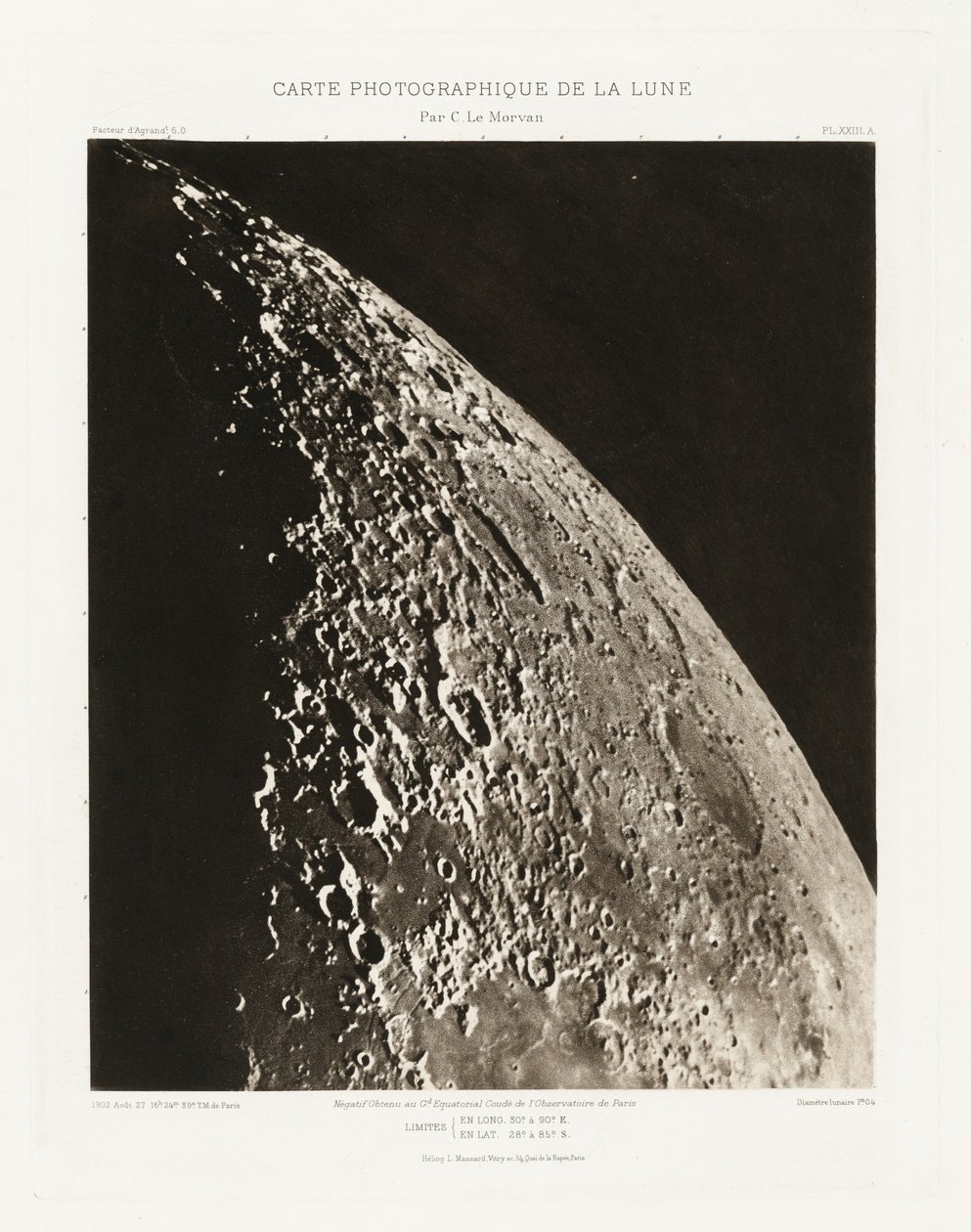 Carte photographique de la lune, planche XXIII.A (Photographic Chart of the Moon, plate XXIII.A),August 27 - Charles le Morvan
