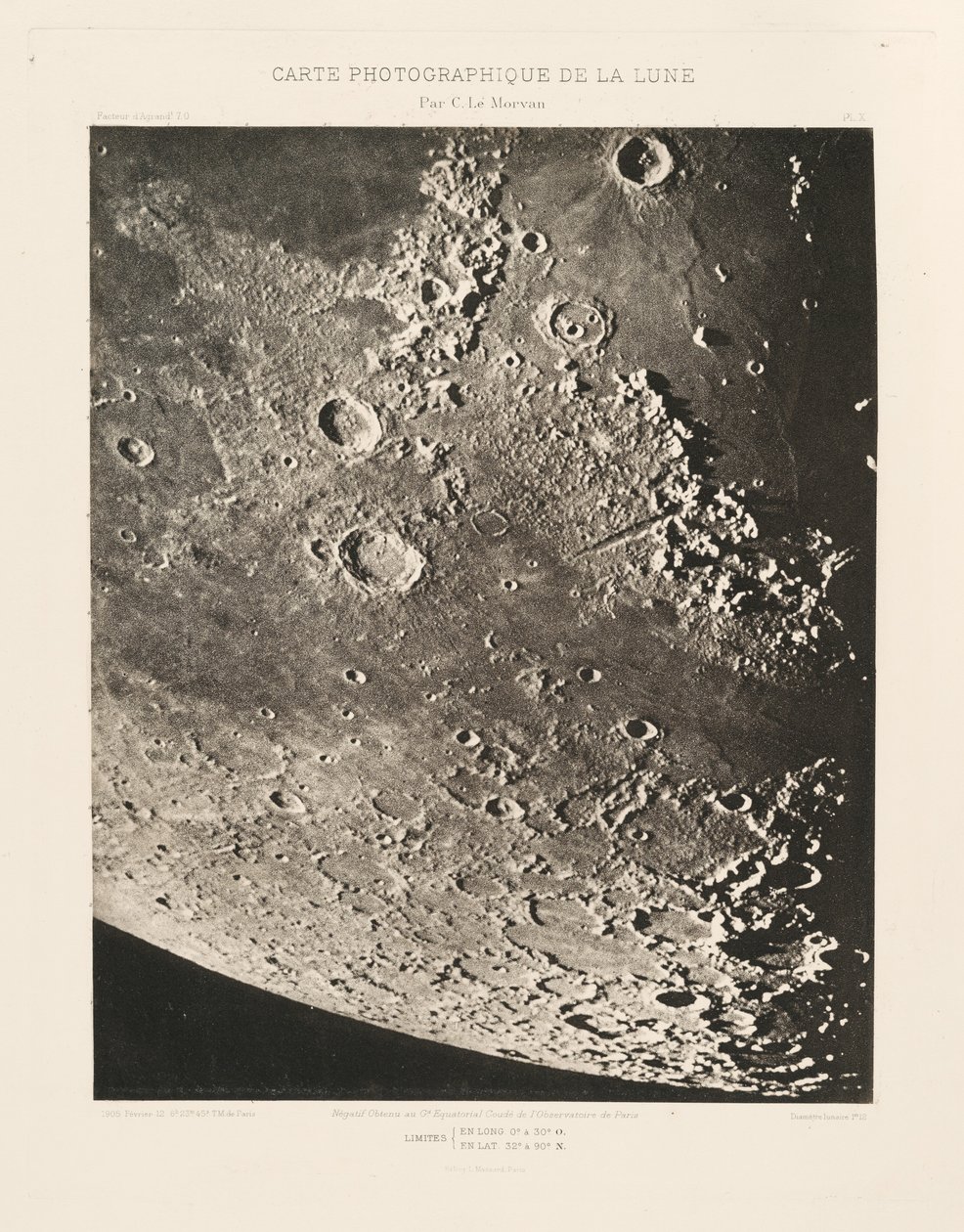 Carte photographique de la lune, planche X (Photographic Chart of the Moon, plate X),12 février - Charles le Morvan