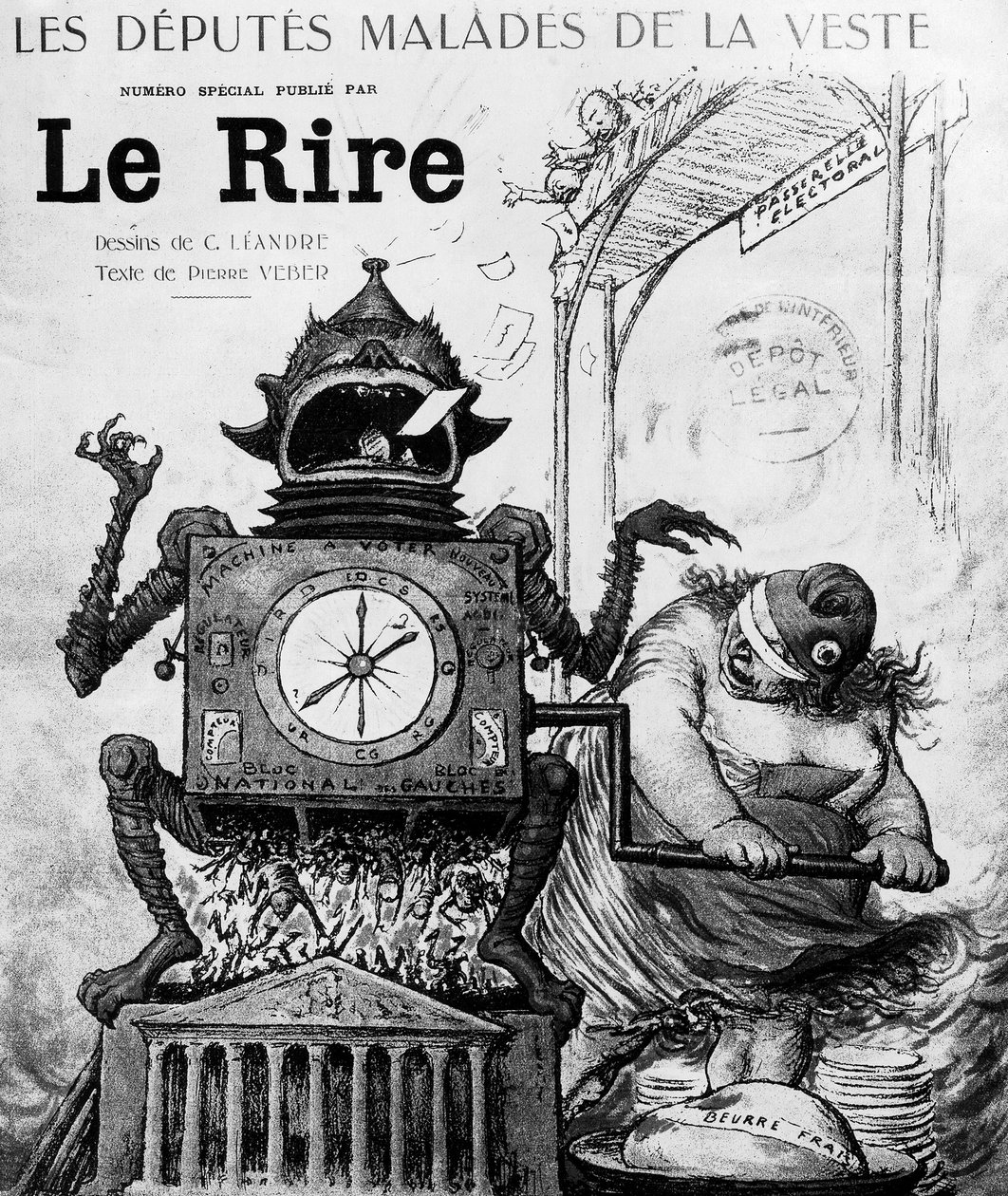 Caricature de Charles Léandre sur les élections générales de 1924, publiée dans le journal Le Rire le 19 janvier - Charles Leandre