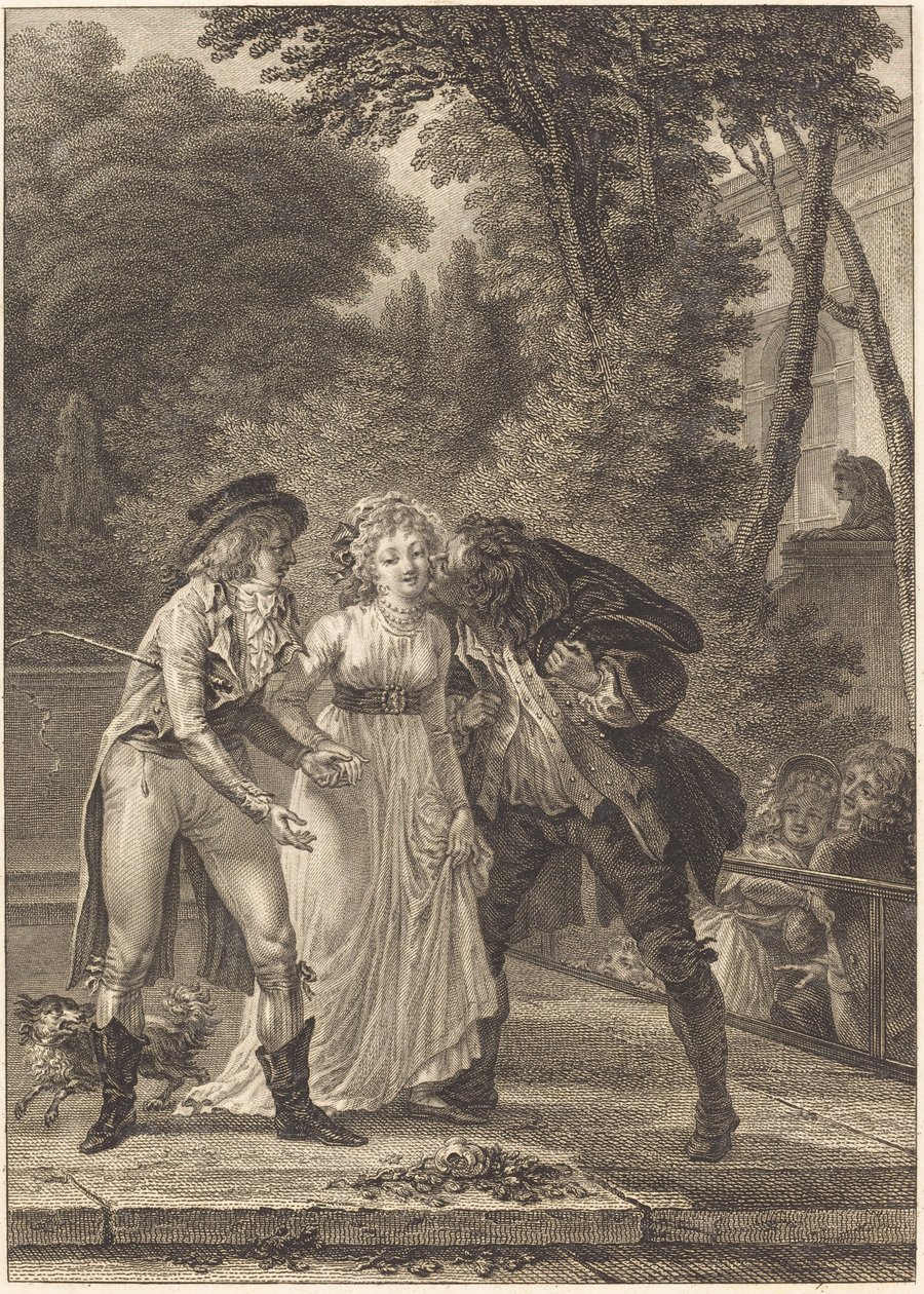 Le baiser rendu - Charles Louis Lingée after Jacques Louis François Touzé