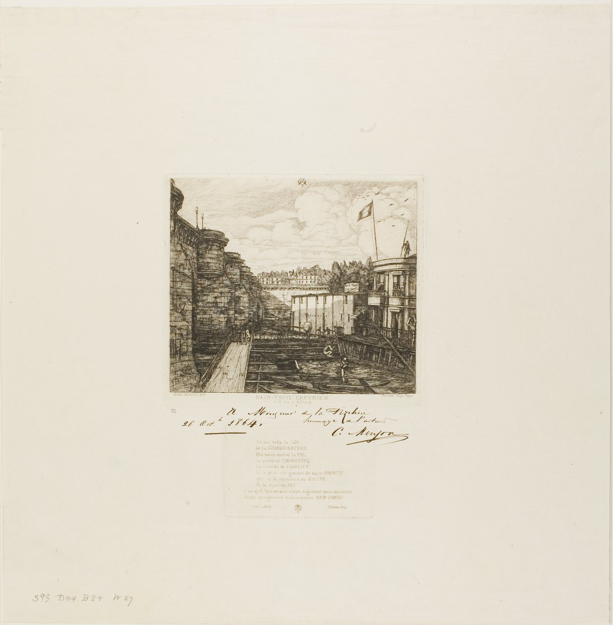 Établissement de bains froids Chevrier, Paris - Charles Meryon