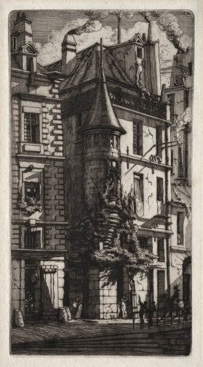 Eaux-fortes de Paris : Maison avec une tourelle, rue des Tisserands - Charles Meryon