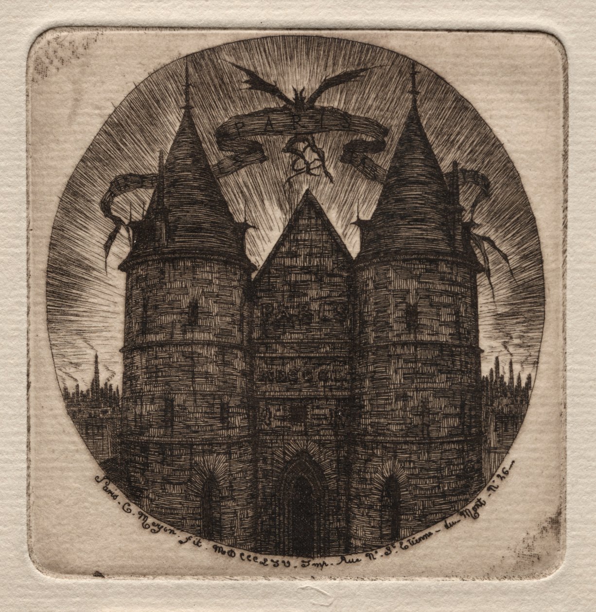 Eaux-fortes de Paris : Ancienne porte du Palais de Justice - Charles Meryon