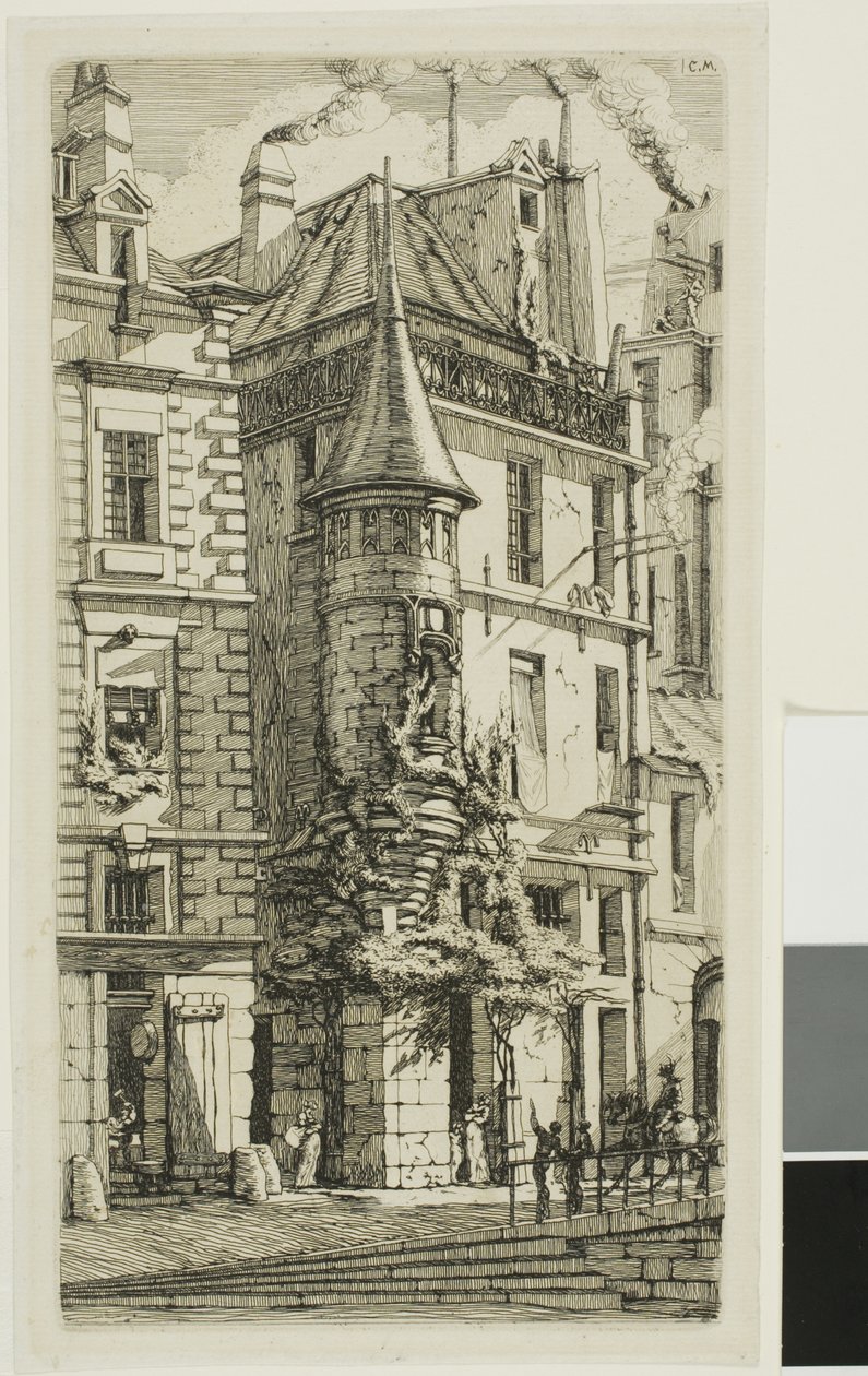 Maison avec une tourelle, rue de la Tixeranderie - Charles Meryon