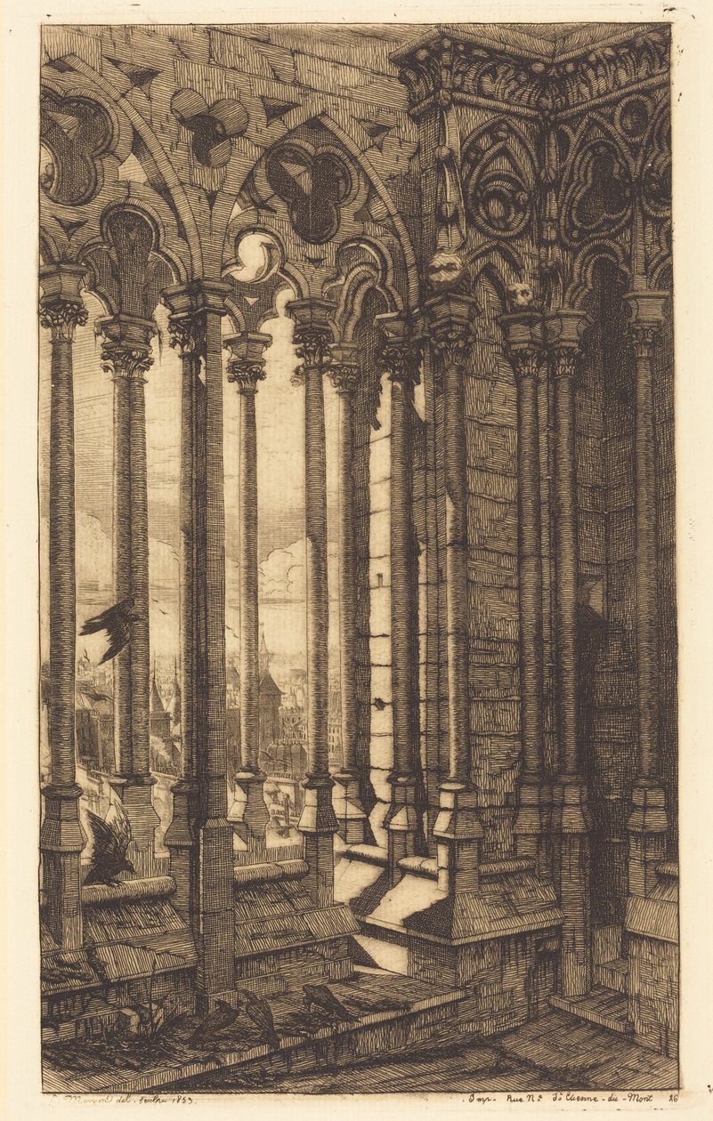 La galerie Notre-Dame, Paris (The Gallery of Notre Dame, Paris) - Charles Meryon