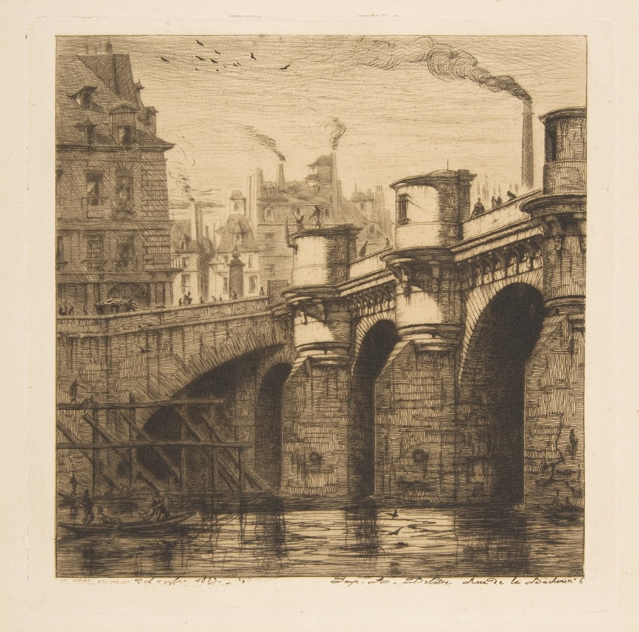 Pont-Neuf, Paris, extrait de « Eaux-fortes de Paris » - Charles Meryon