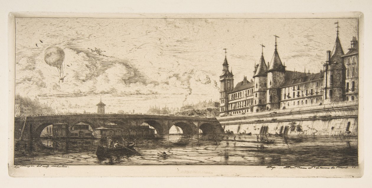 Pont-au-Change, Paris, extrait de « Eaux-fortes de Paris » - Charles Meryon