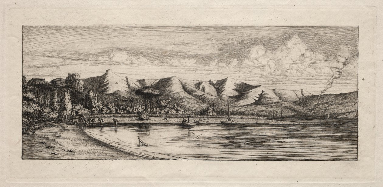 Pêche sur la Seine au Point du Charbonnier, Akaroa - Charles Meryon