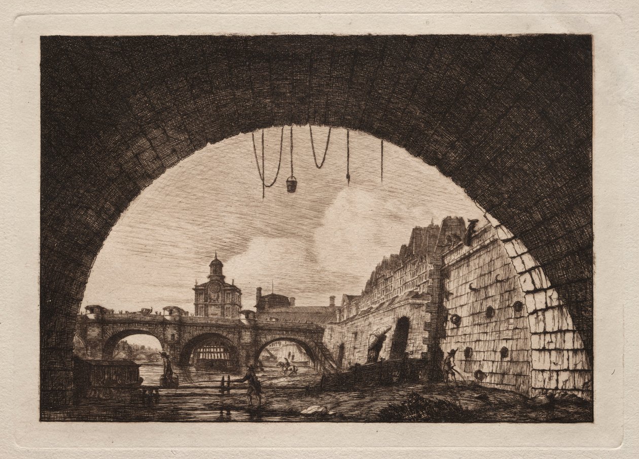 Le Nouveau Pont et la Samaritaine vus sous la première arche, 1855 - Charles Meryon