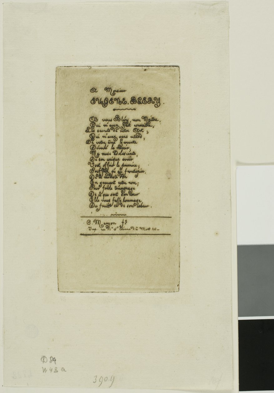 Vers dédiés à Eugène Bléry, n° 2 - Charles Meryon