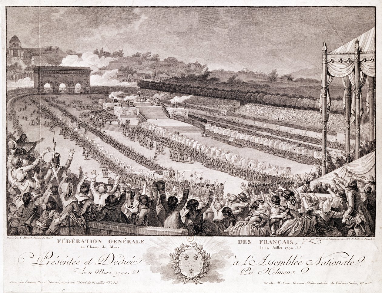 Fête de la Fédération, 14 juillet 1790, au Champ de Mars, gravé par Isidore Stanislas Helman - Charles Monnet