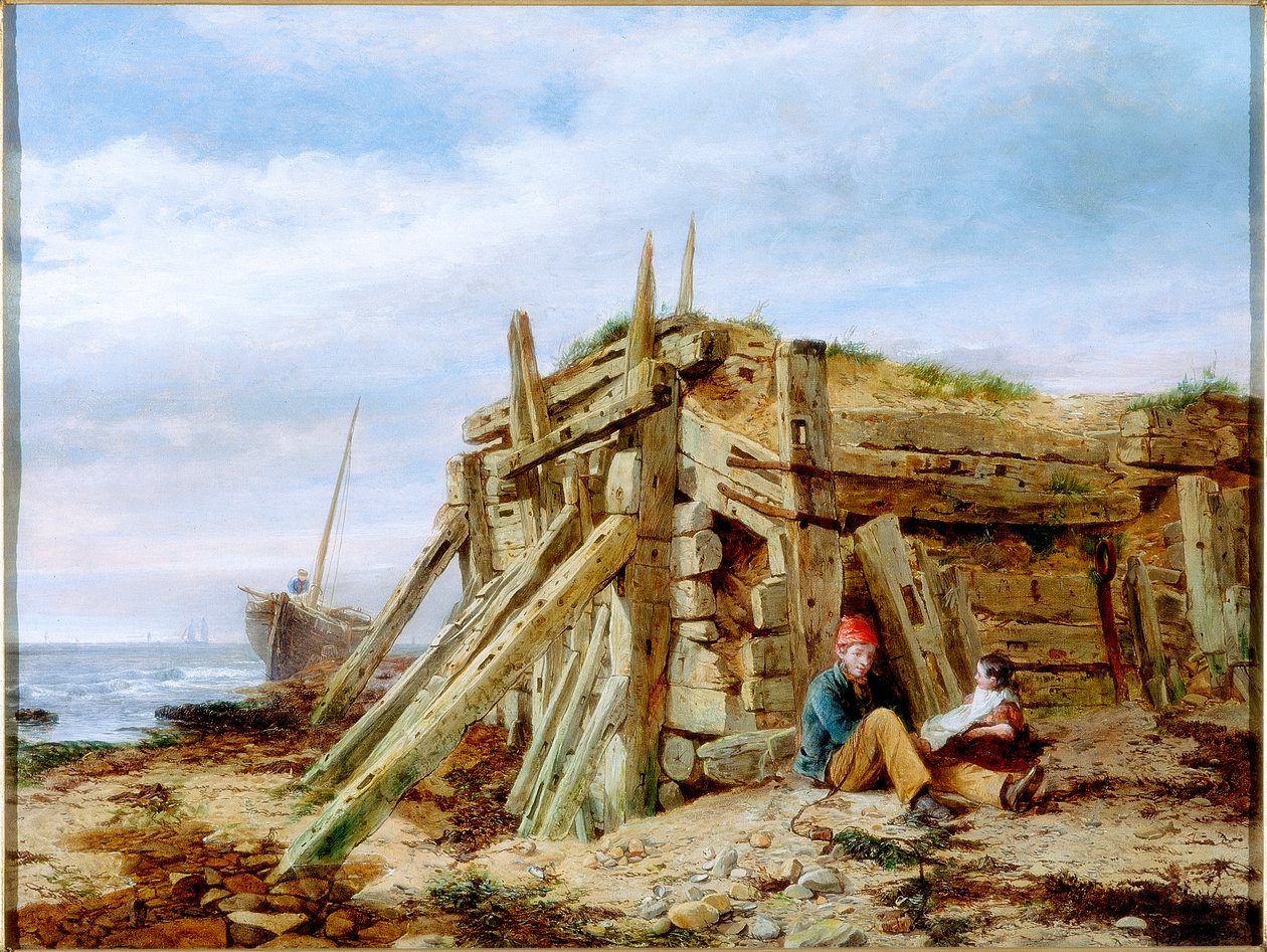 Sous la digue, vers 1863 - Charles Napier Hemy