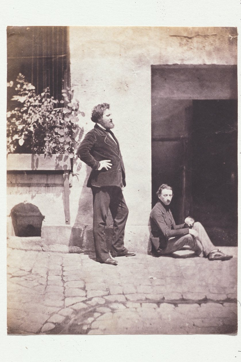 Henri Le Secq et Gustave Le Gray (?) dans la cour de Charles Nègre - Charles Nègre
