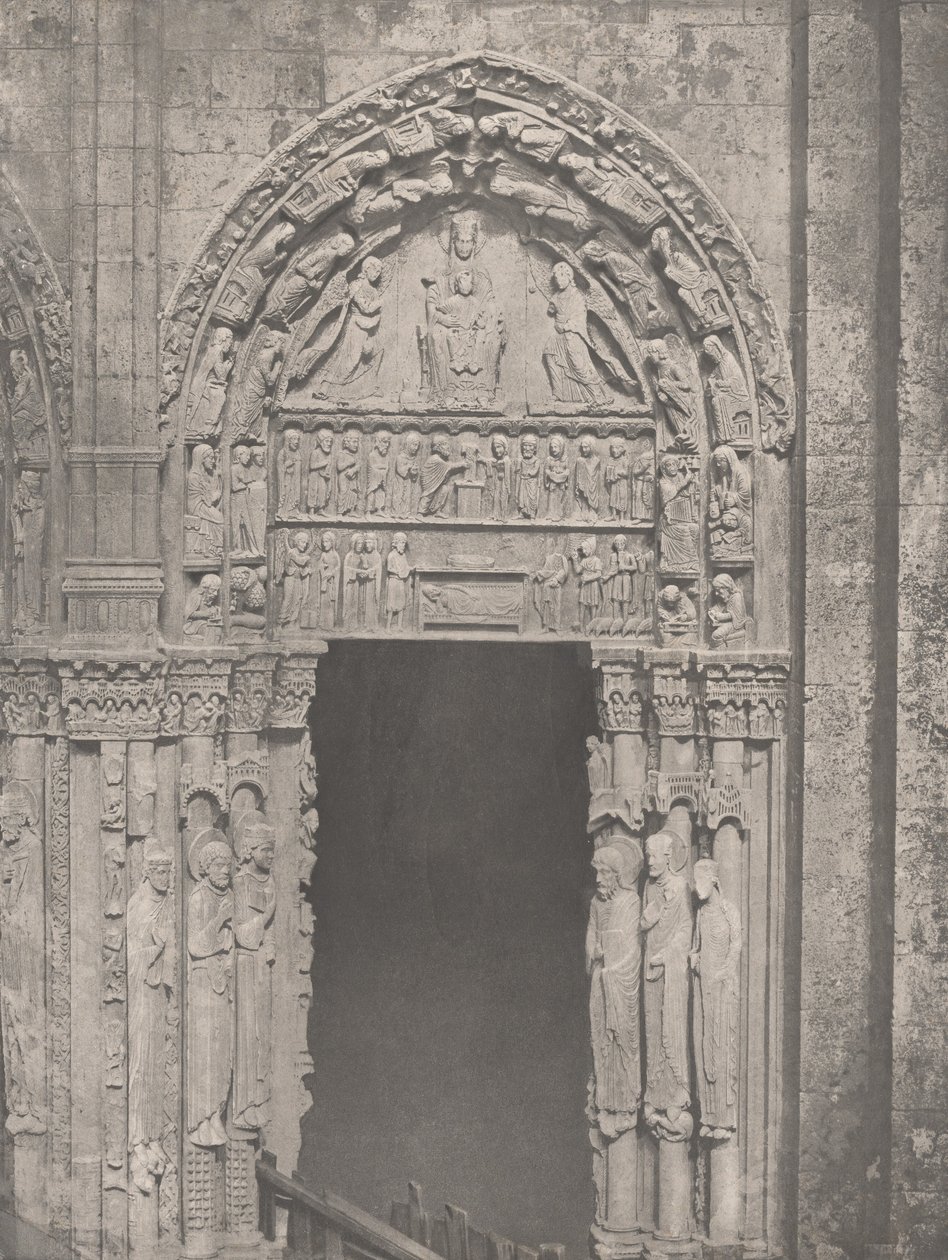 Cathédrale de Chartres, côté occidental, porte latérale droite, XIIe siècle..., vers 1857 - Charles Nègre