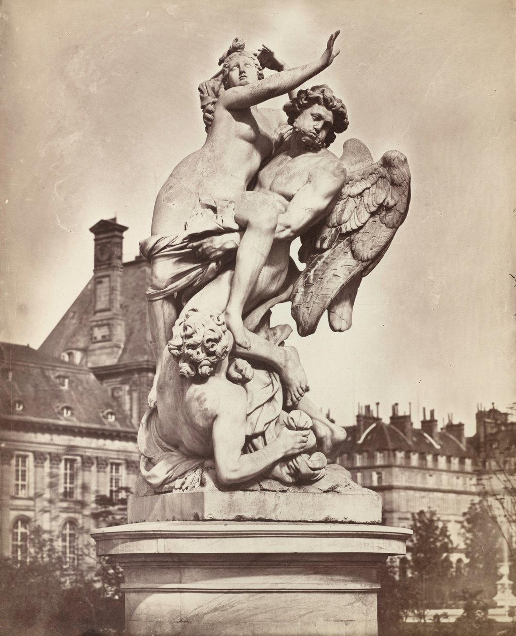 Statue des Tuileries: G. Marsy et A. Flamen: Borée enlevant Orythie,1859 (photo) - Charles Nègre