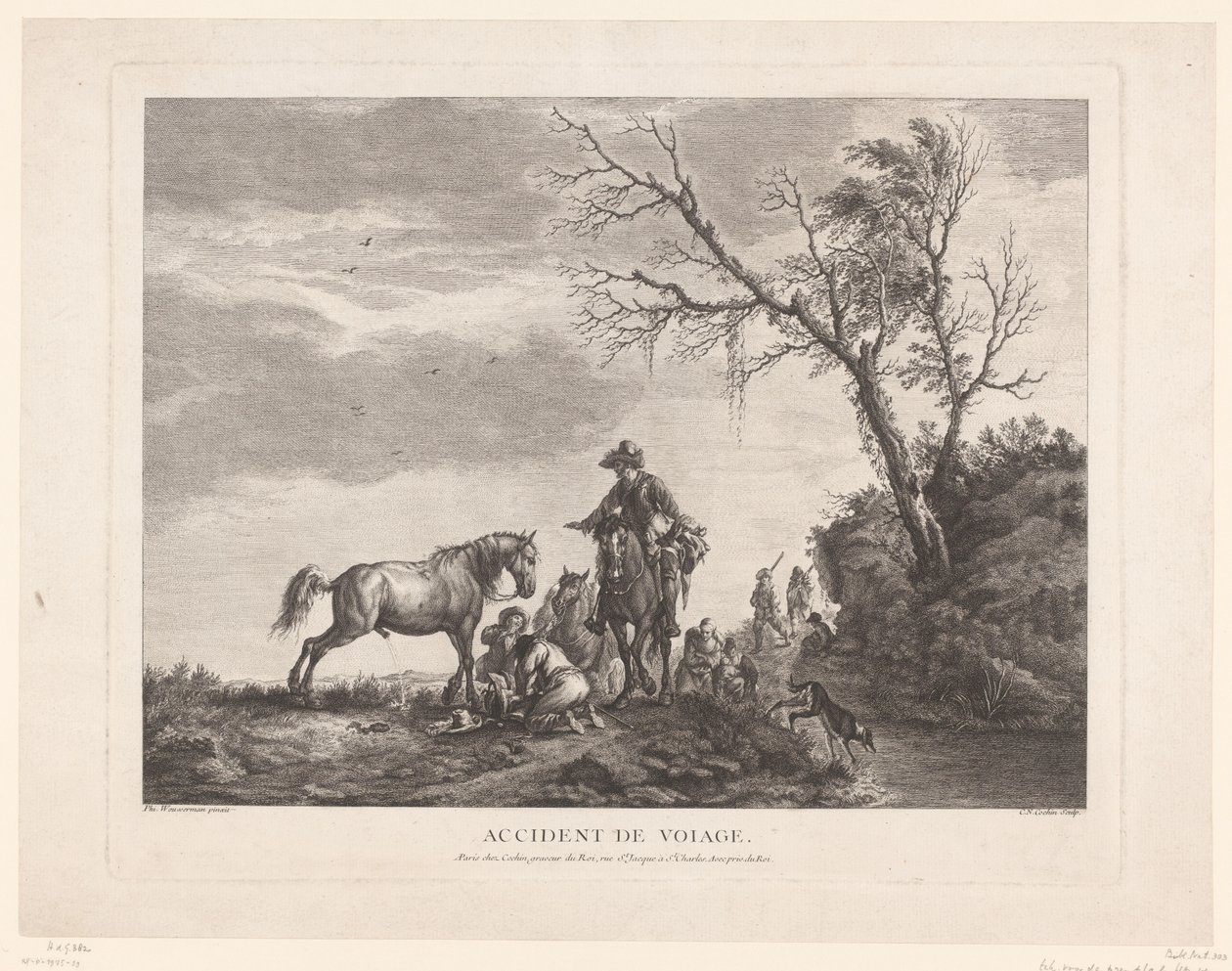 Voyageurs pendant une pause Accident de voyage - Charles Nicolas Cochin (II)