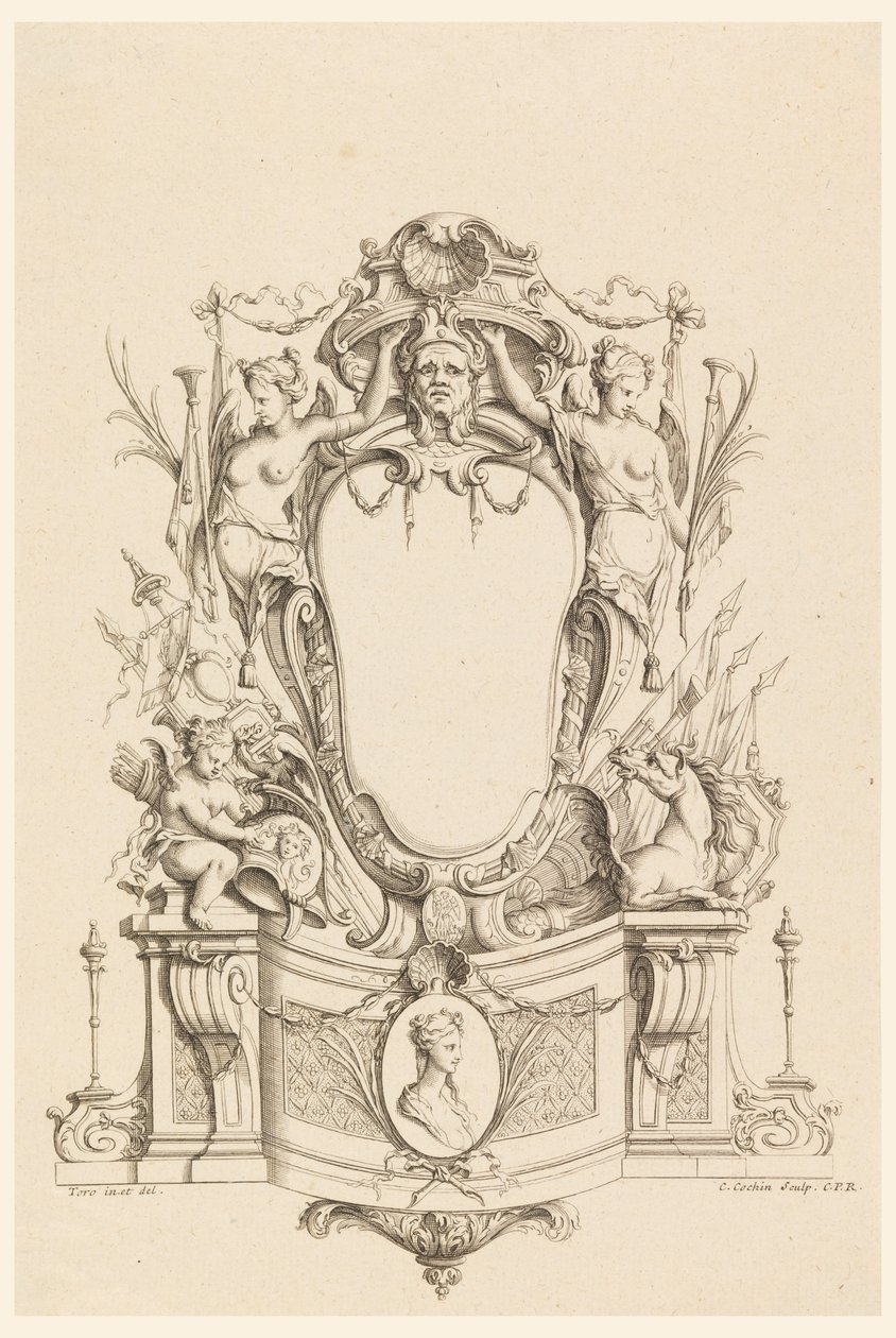 Design pour cartouche de "Cartouches Nouvellement Inventez" - Charles Nicolas Cochin the younger