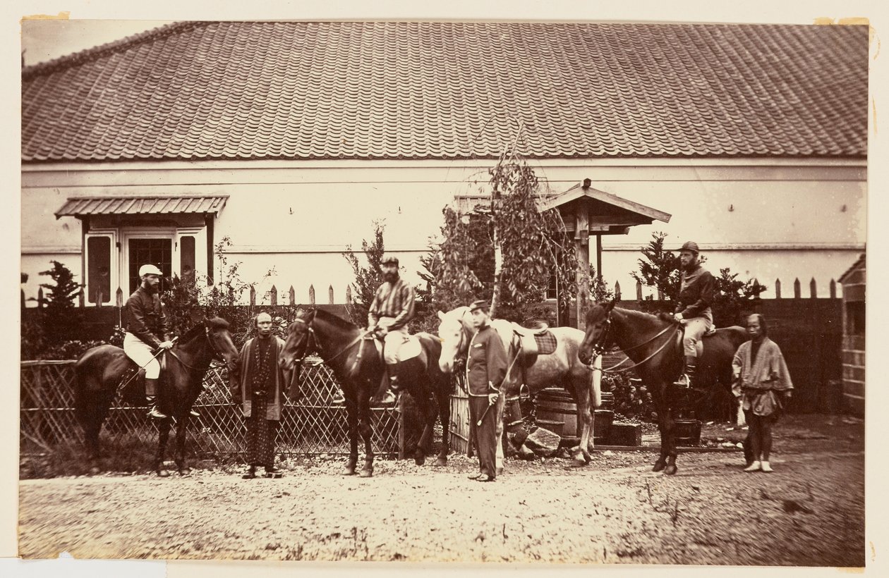 Portrait de groupe de militaires avec des chevaux - Charles Parker