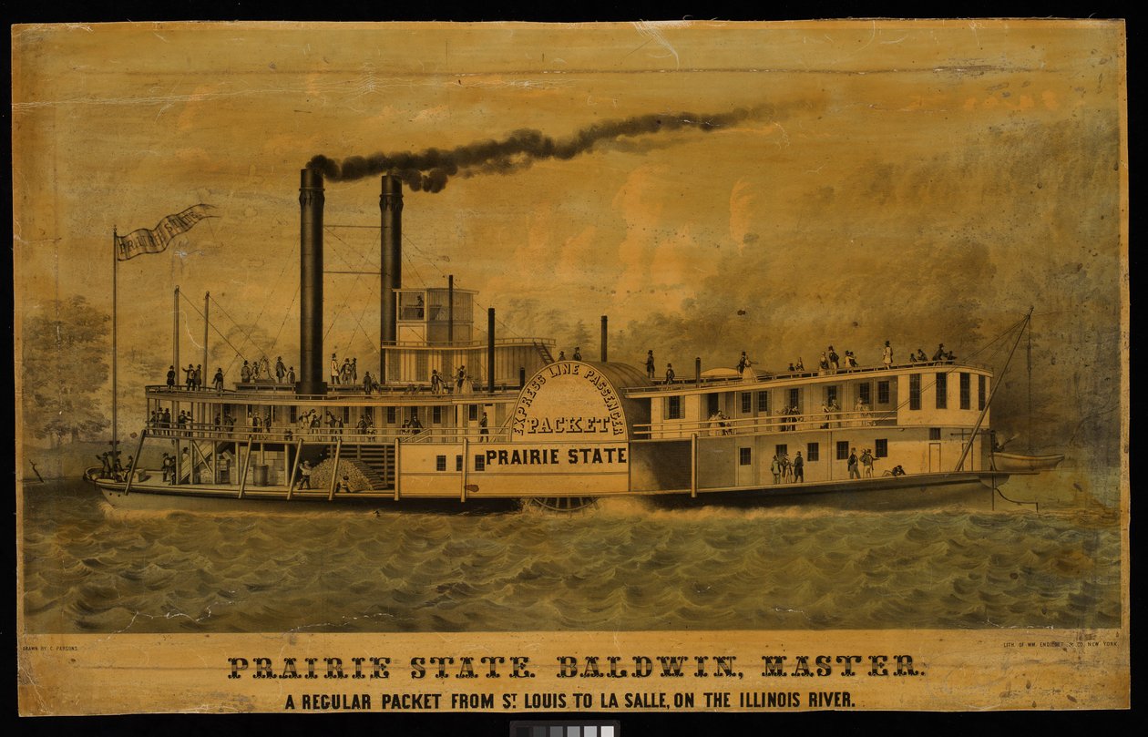 Prairie State. Baldwin, Maître. Un paquebot régulier de St Louis à La Salle, sur la rivière Illinois - Charles Parsons