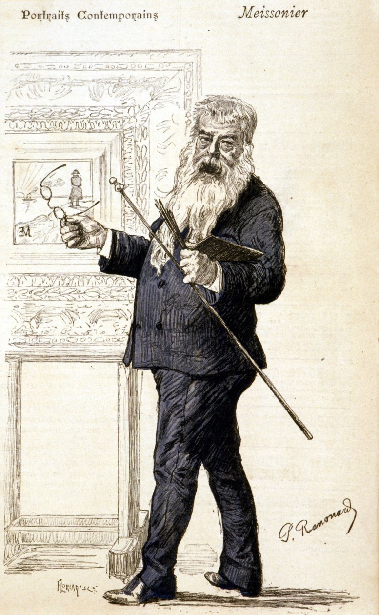 Portrait de Meissonier. Gravure de la fin du 19e siècle - Charles Paul Renouard