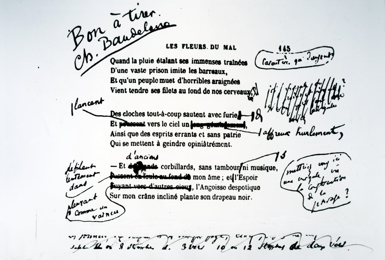 Épreuve corrigée des Fleurs du Mal - Charles Pierre Baudelaire