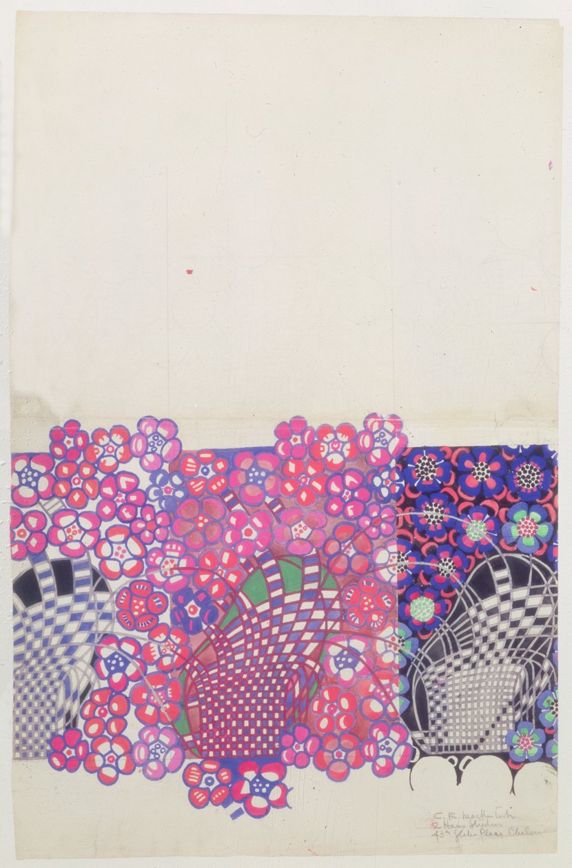 Motif de fleur de tabac bleu et rose - Charles Rennie Mackintosh