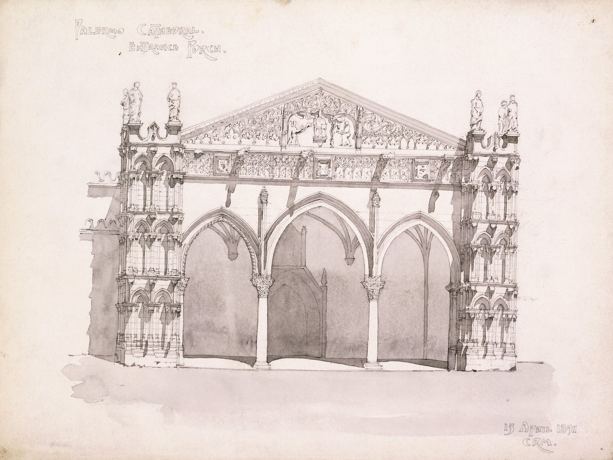 Cathédrale de Palerme, étude du porche d