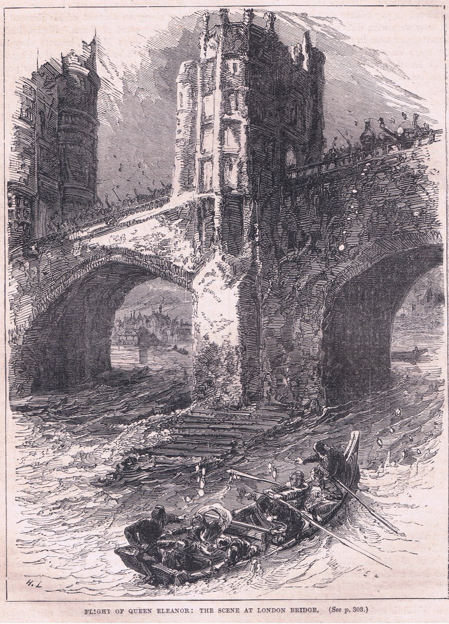 La fuite de la reine Éléonore : scène au pont de Londres en 1263 - Charles Ricketts