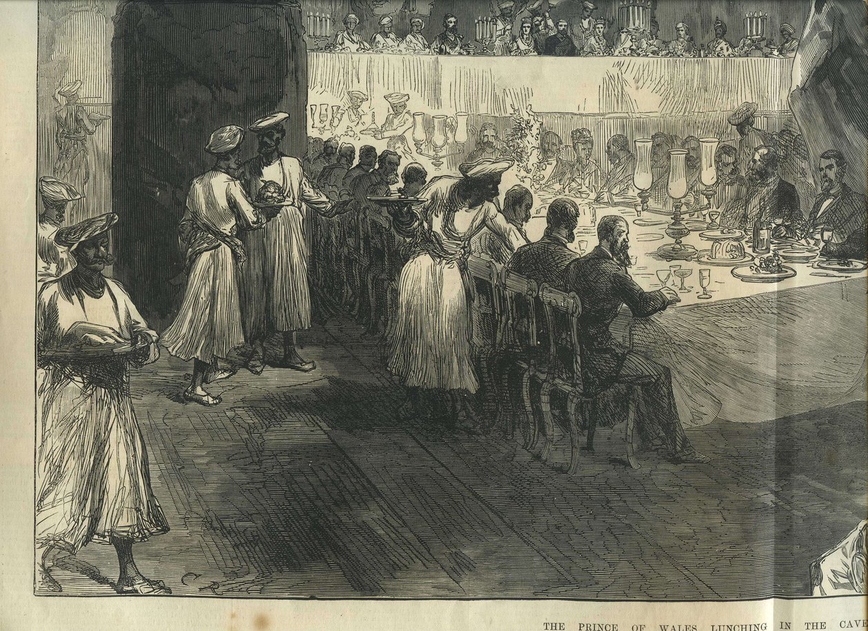 Le Prince de Galles déjeune dans les grottes d