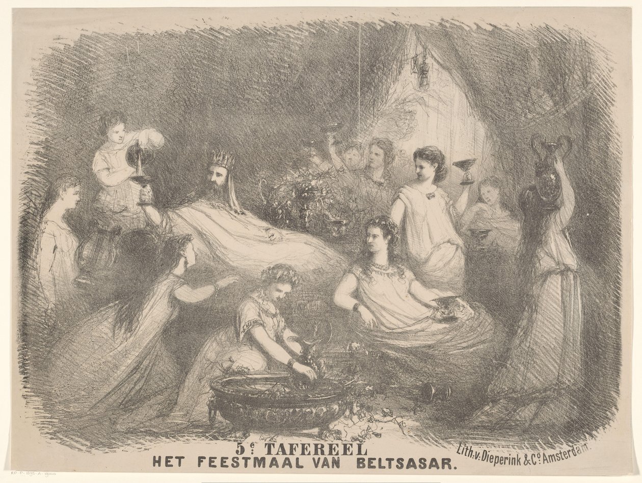 Scène de la pièce Le festin de Balthazar - Charles Rochussen