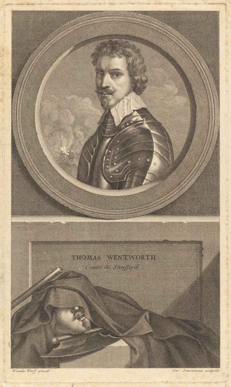Thomas Wentworth, Comte de Strafford - Charles Simonneau after Adriaen van der Werff after Sir Anthony van Dyck