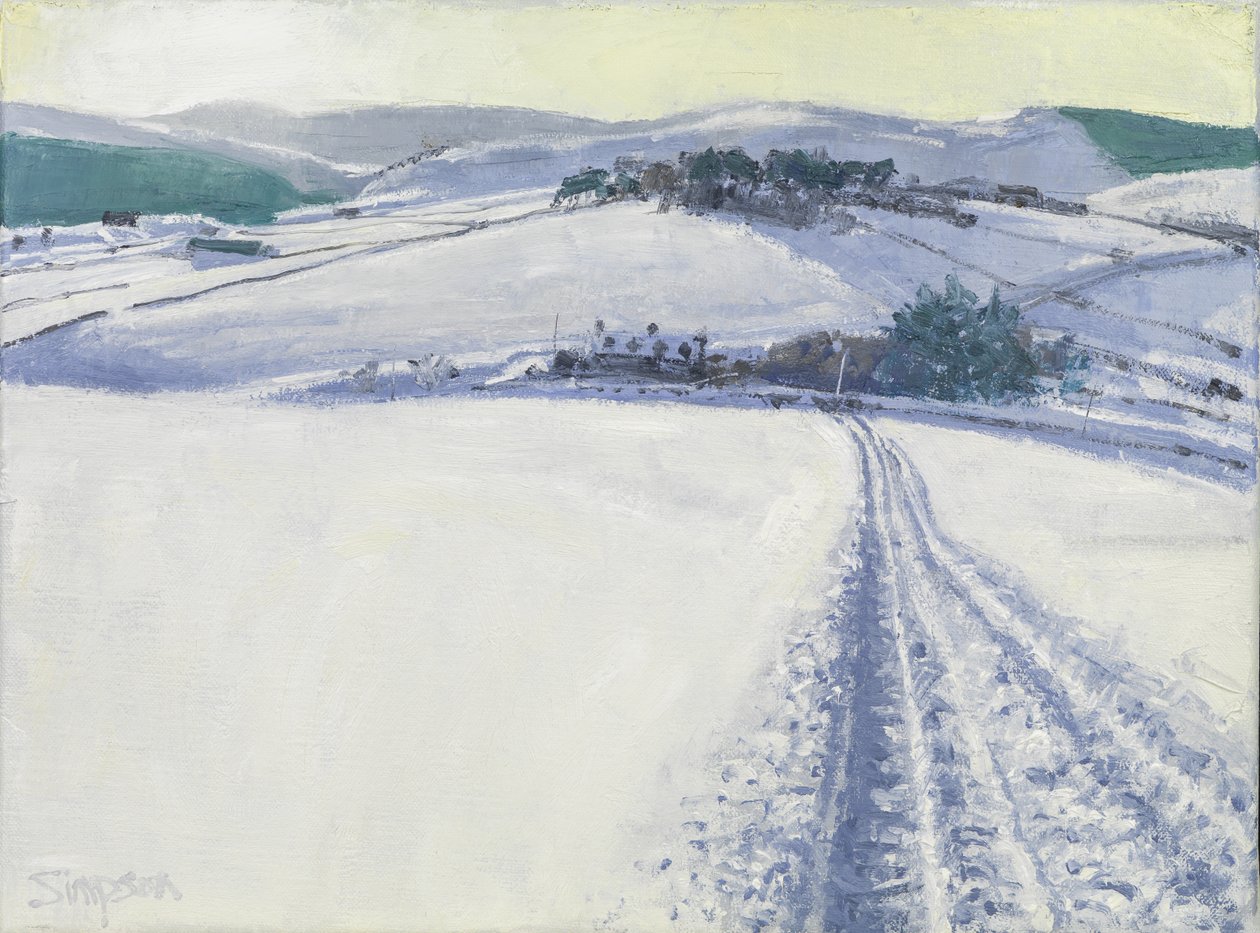 Piste dans la neige, 2016 (huile sur toile) - Charles Simpson