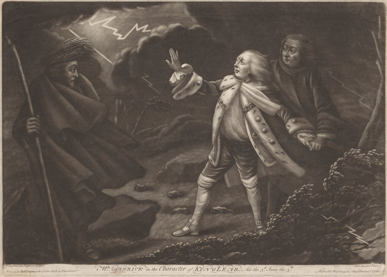 M. Garrick dans le rôle du roi Lear - "King Lear", Acte III, Scène V - Charles Spooner