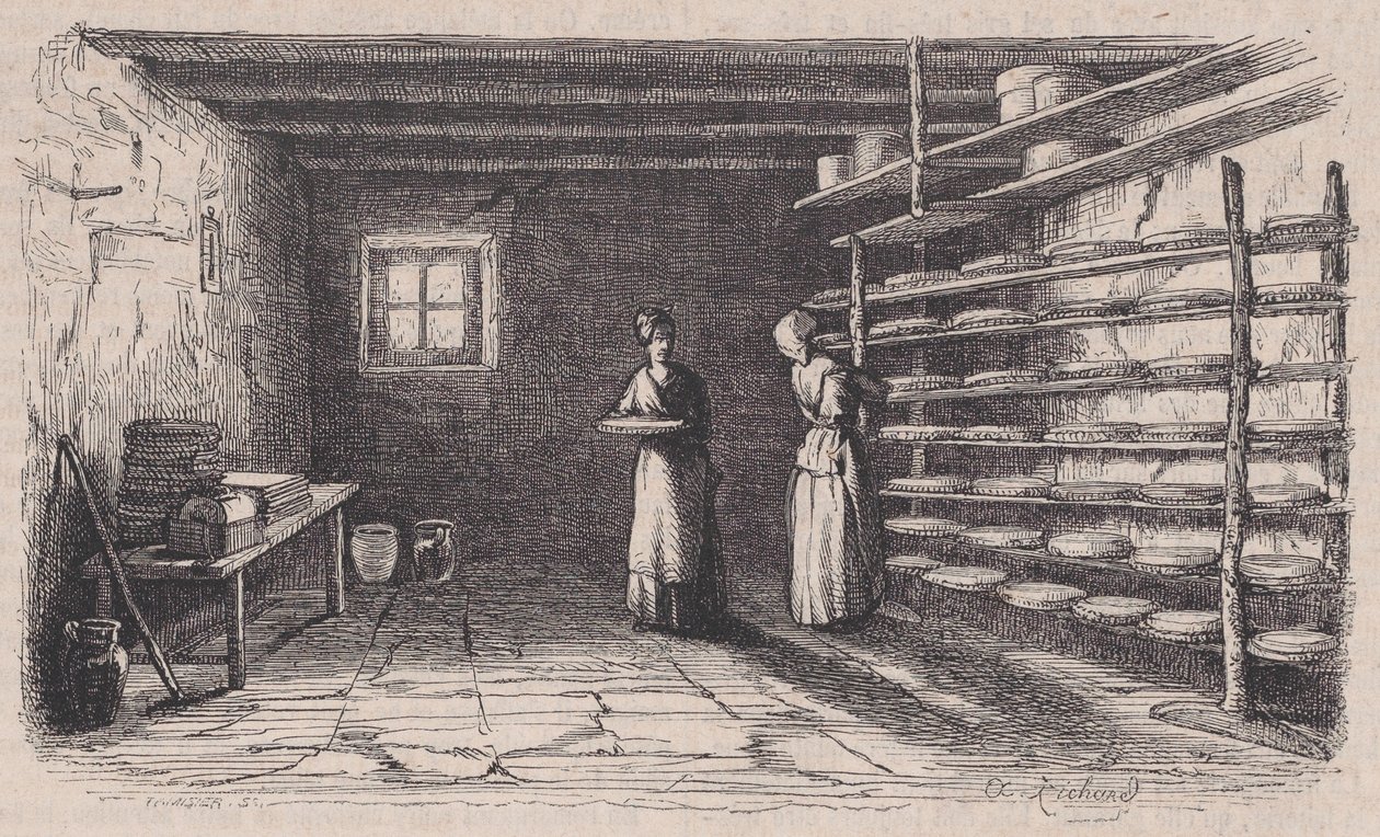 Une fromagerie, du Magasin Pittoresque, vers 1852 - Charles Tamisier