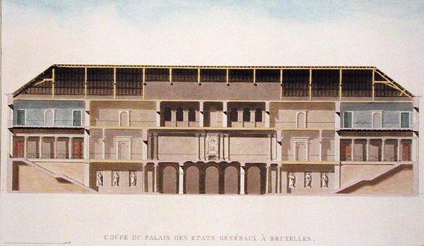 Coupe transversale du Palais des États Généraux, Bruxelles, de 