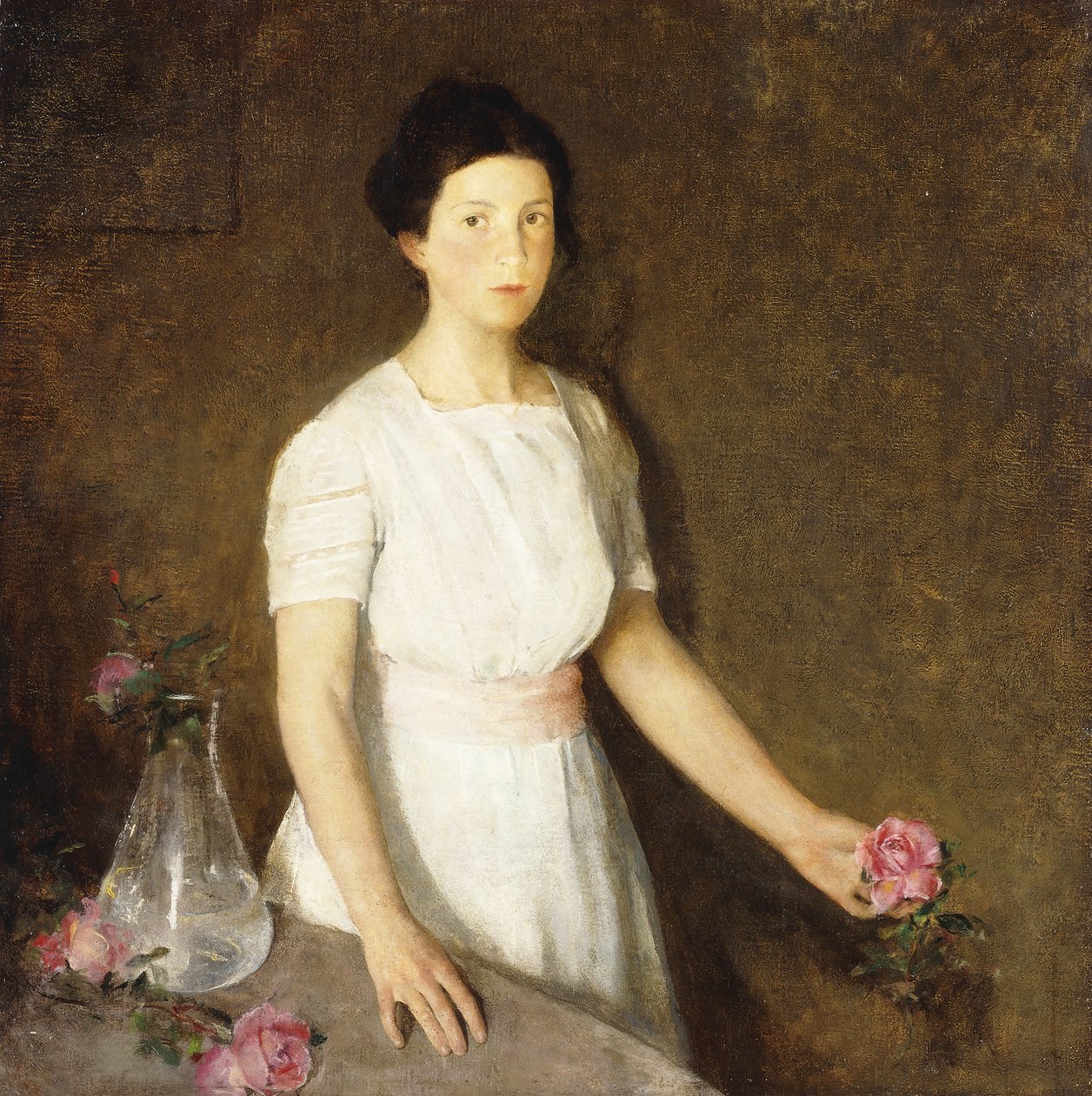 Fille avec une rose rouge - Charles Webster Hawthorne