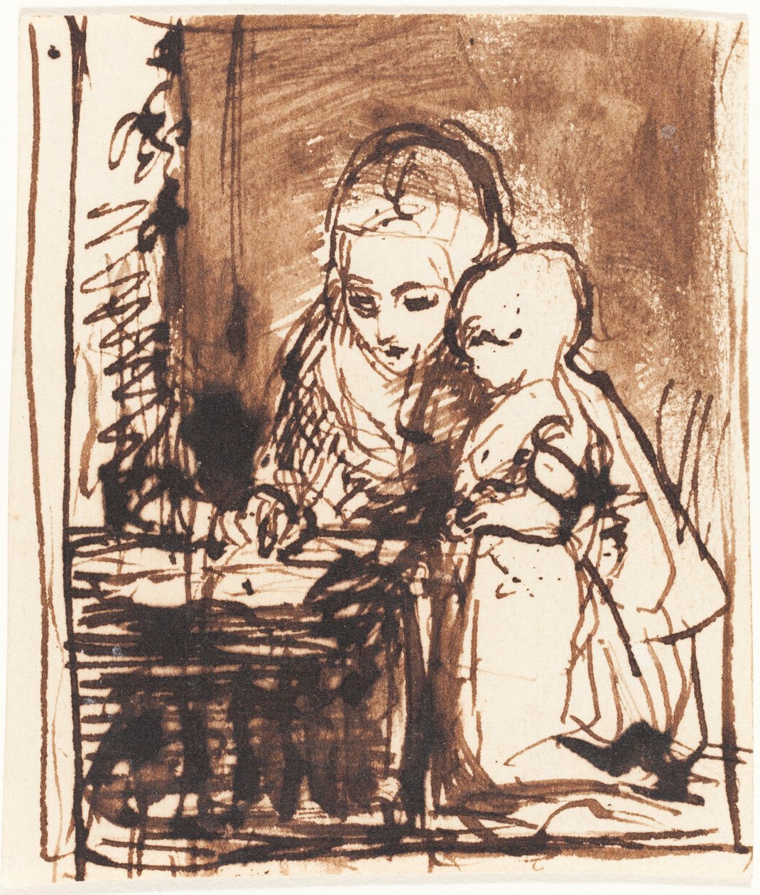 Femme lisant à un enfant - Charles West Cope