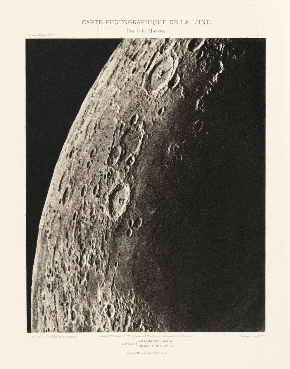 Carte photographique de la lune, planche I (Photographic Chart of the Moon, plate I),23 février - Charles le Morvan